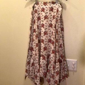 Red and white rose maxi skirt